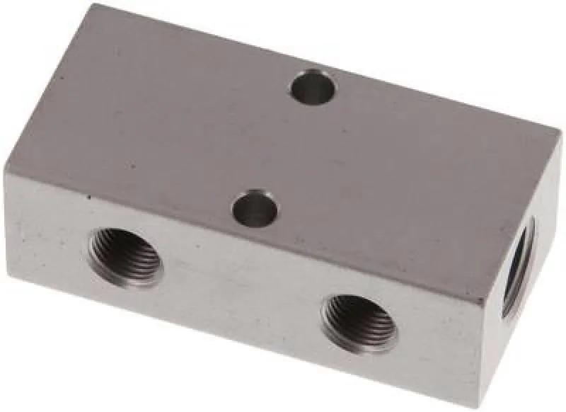 Aluminium-Verteilerleiste 2-fach (doppelseitig), PN 16, Hochdruck, Industrie