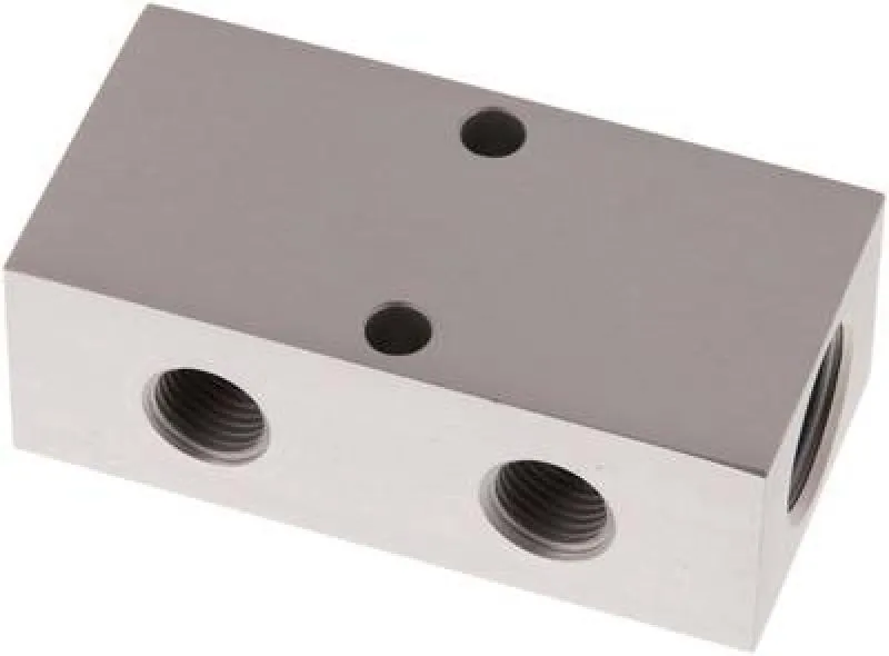 Aluminium-Verteilerleiste 2-fach (doppelseitig), PN 16, Hochdruck, Industrie