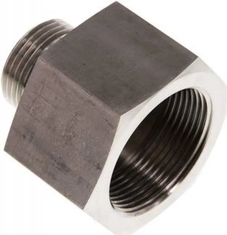Hydraulik-Gewindereduzierungen VA 1.4571 mit zylindrischem Innen- und Außengewinde bis 630 bar, Elastomerdichtung, alle Größen