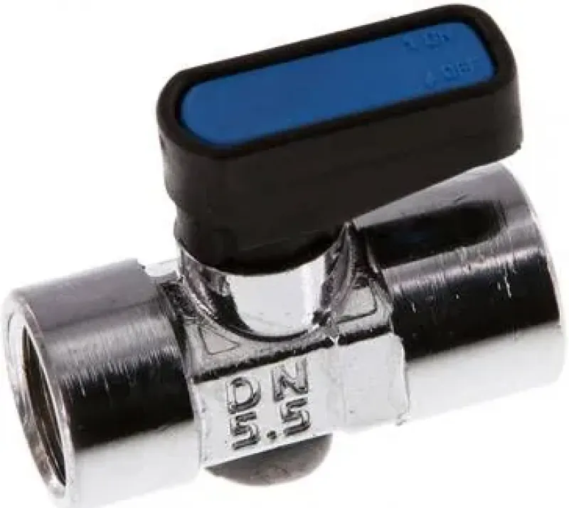 Mini-Kugelhähne mit Zwangsentlüftung – Messing verchromt, PN 20, alle Größen