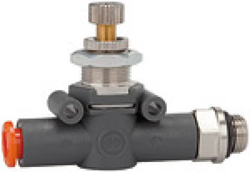 Riegler Drosselrückschlagventil »lineonline«, Zuluftdrosselung, Durchfluss einseitig (Ventilmontage), Anschluss Schlauch – Gewinde, alle Größen