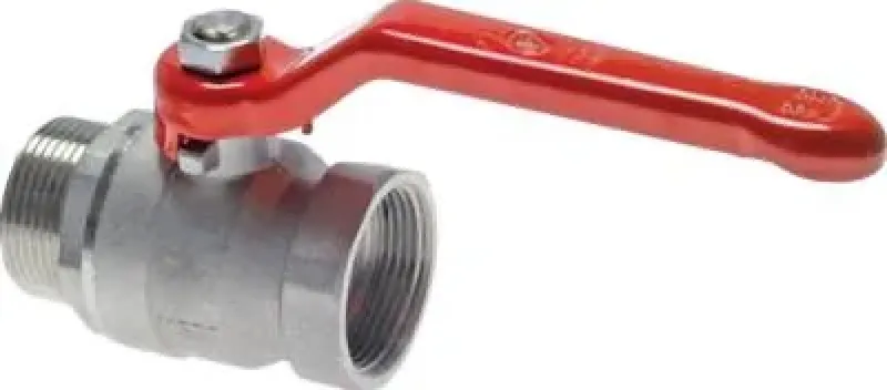 Einschraub-Kugelhähne 2-teilig kurze Bauform Messing vernickelt – IG/AG, voller Durchgang, 25–50 bar, alle Größen