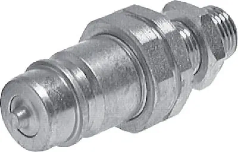 Hydraulik-Schnellkupplung (Stecker) aus verzinktem Stahl mit Rohranschluss (Konus) und Schottmutter