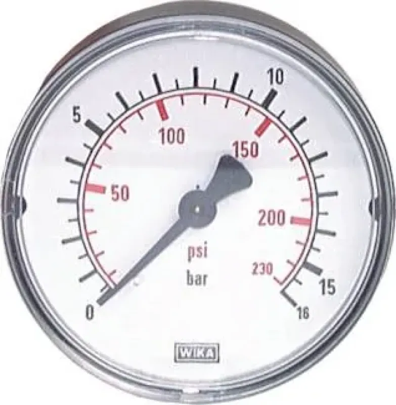 WIKA Standardmanometer Ø 40, 50, 63 mm, Anschluss hinten (axial), Klasse 1.6, Stahlgehäuse