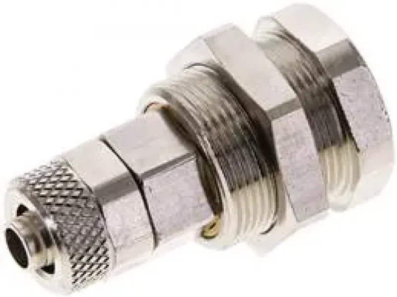 Abreiß-Kupplungsdosen NW 5 aus Messing vernickelt mit Überwurfmutter und Schottgewinde