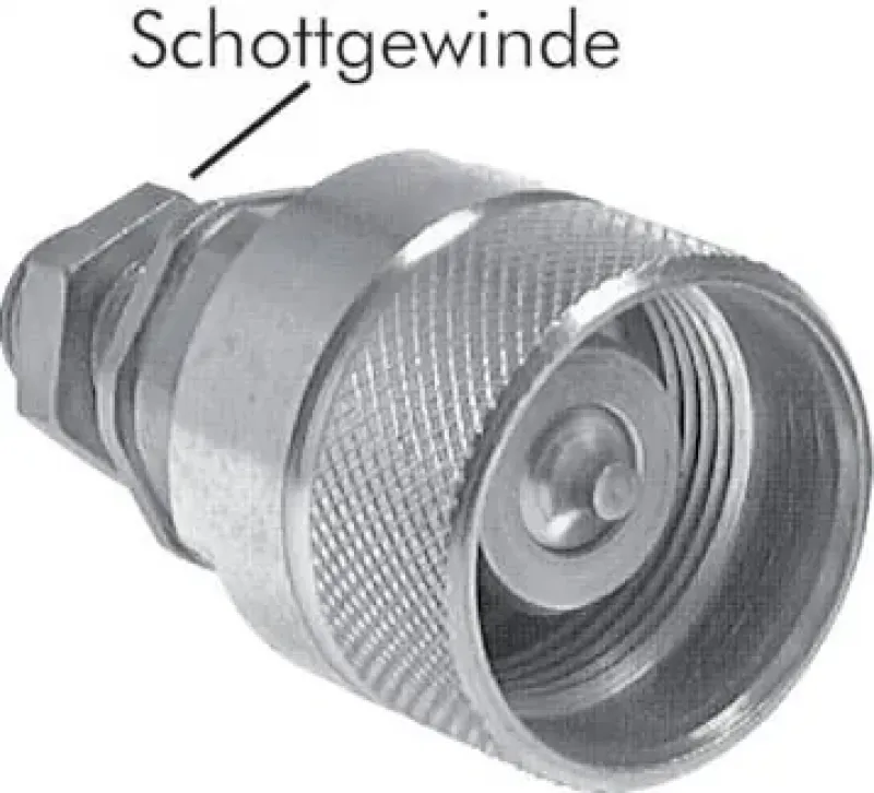 Schnellverschluss-Schott-Schraubkupplung (Stecker) aus verzinktem Stahl mit Rohranschluss und Schottgewinde
