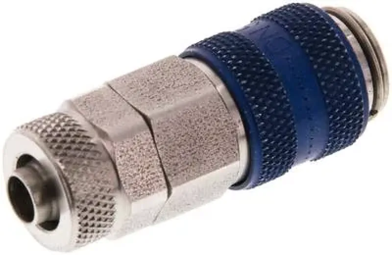 Kupplungsdosen NW 5 mit Überwurfmutter – Edelstahl 1.4305 & blaue Schiebehülse (alle Größen)