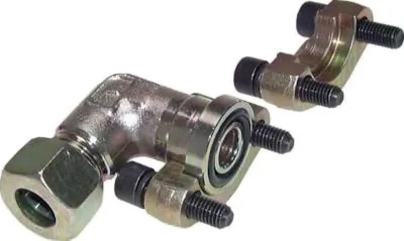 Winkel-Flanschverschraubungen 90° mit geteiltem SAE-Flansch, Lochbild 3000 PSI, Stahl verzinkt, alle Größen