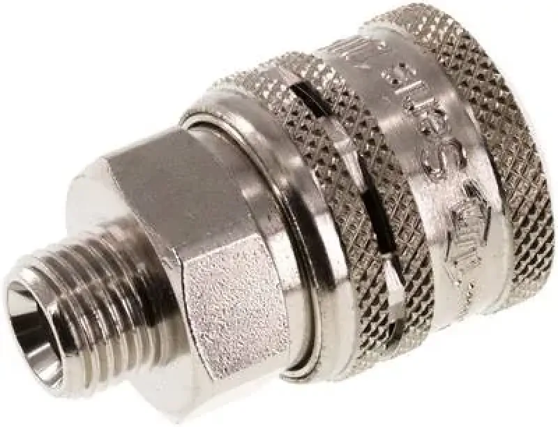 Sicherheits-Kupplungsdose Außengewinde NW 7,2 Messing vernickelt Eco-Line