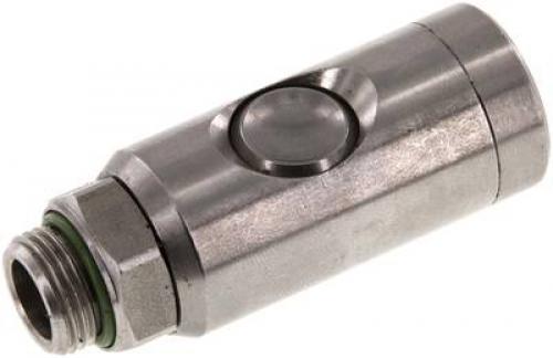 Sicherheits-Druckknopfkupplungsdosen mit Außengewinde, NW 7,2, Edelstahl 1.4404, alle Größen