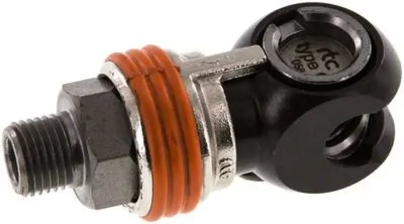 Sicherheits-Schwenk-Kupplungsdose Außengewinde NW 7,2 Stahl vernickelt