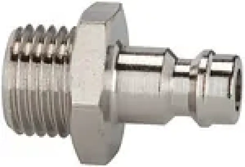 Kupplungsstecker NW 5 aus massivem Messing vernickelt mit Außengewinde