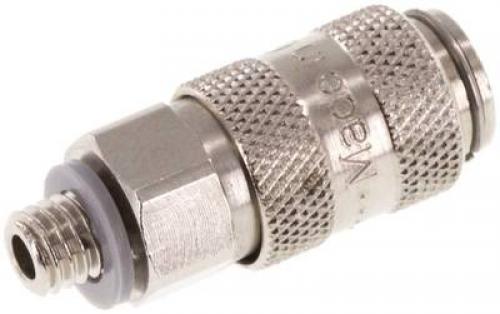 Kupplungsdosen mit Außengewinde, NW 2,7 , Messing vernickelt, alle Größen