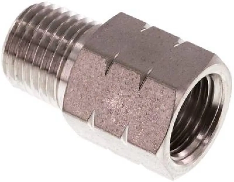 Reduziernippel Edelstahl 1.4571 mit NPT-Gewinde / G-Gewinde bis 40 bar, alle Größen
