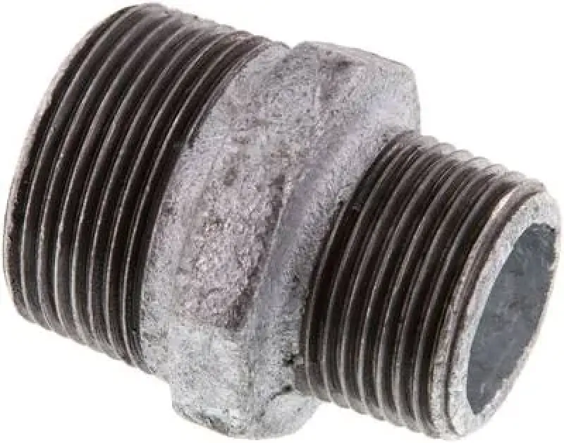 Doppelnippel aus Temperguss, feuerverzinkt, konisches Gewinde, bis 25 bar, alle Größen