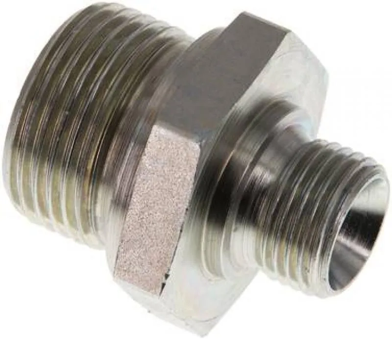 Doppelnippel aus Stahl verzinkt, Zollgewinde, 60° Universaldichtkegel, bis 400 bar, alle Größen