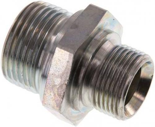 Doppelnippel Stahl verzinkt mit Zollgewinde (60° Universaldichtkegel) bis 400 bar, alle Größen