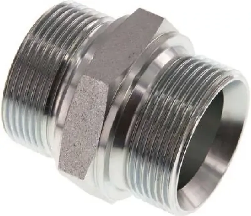 Doppelnippel aus Stahl verzinkt, Zollgewinde, 60° Universaldichtkegel, bis 400 bar, alle Größen