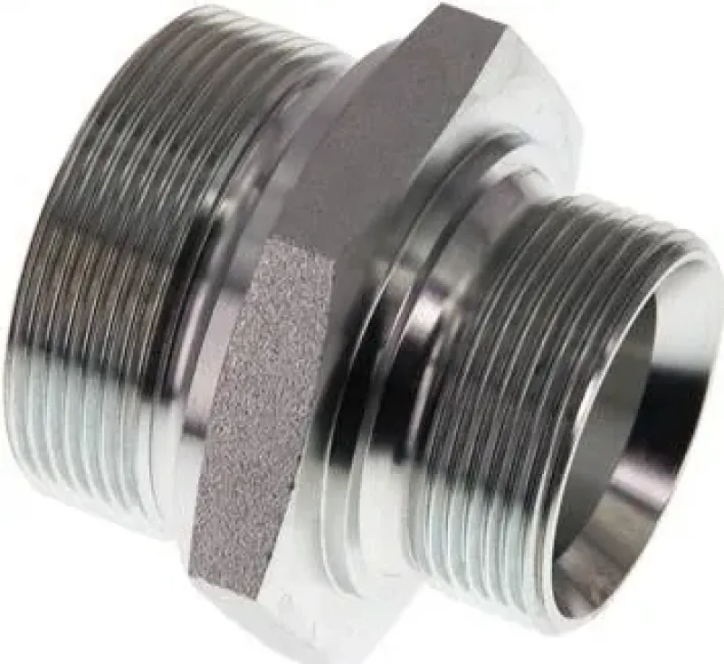 Doppelnippel aus Stahl verzinkt, Zollgewinde, 60° Universaldichtkegel, bis 400 bar, alle Größen