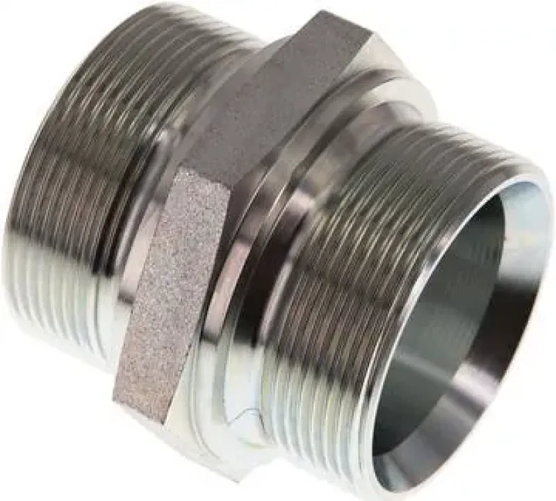 Doppelnippel aus Stahl verzinkt, Zollgewinde, 60° Universaldichtkegel, bis 400 bar, alle Größen