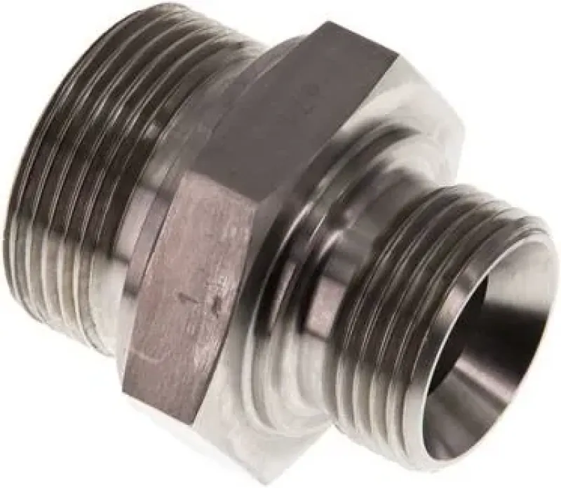 Doppelnippel aus Edelstahl 1.4571, Zollgewinde, 60° Universaldichtkegel, bis 400 bar, alle Größen