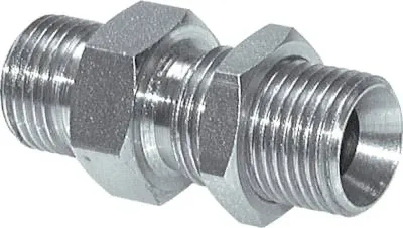 Schottdoppelnippel aus Edelstahl 1.4436, Zollgewinde, 60° Universaldichtkegel, bis 475 bar, alle Größen