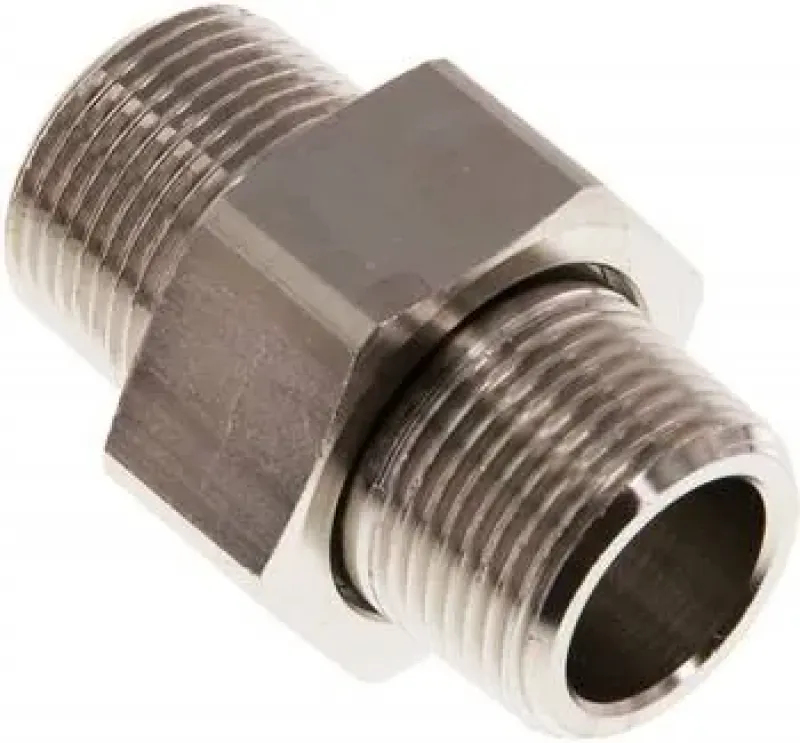 Doppelnippel trennbar aus Messing vernickelt, beidseitig Außengewinde, konisch dichtend, bis 16 bar, alle Größen