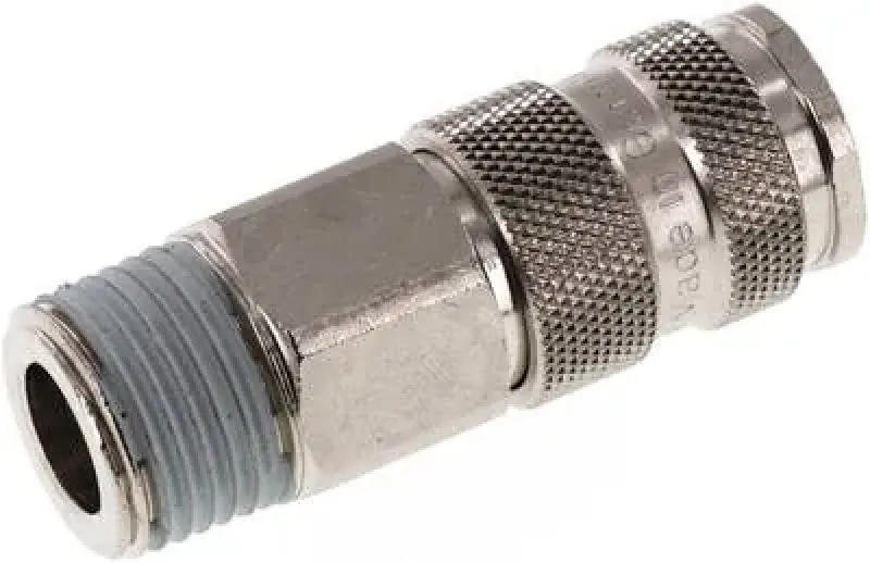 Kupplungsdosen mit Außengewinde, NW 7,2, Stahl gehärtet / Messing vernickelt, verschiedene Größen