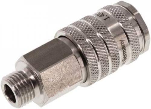 Kupplungsdosen mit Außengewinde, Kugelverriegelung, NW 7,2, Edelstahl 1.4305, alle Größen