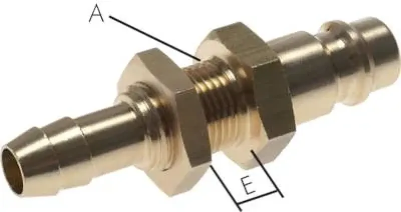 Kupplungsstecker NW 7,2 mit Schlauchtülle & Schottgewinde – Messing (alle Größen)