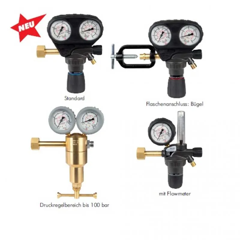 Flaschendruckminderer nach DIN EN ISO 2503 mit zwei Sicherheitsmanometern
