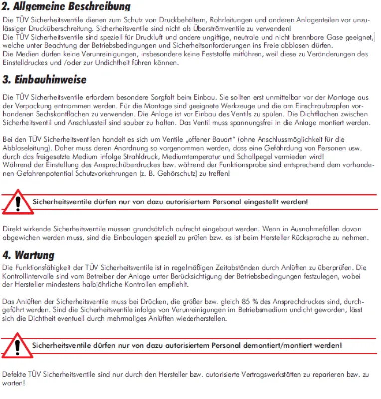 Hinweis TÜV Sicherheitsventil DN8 aus vernickeltem Messing