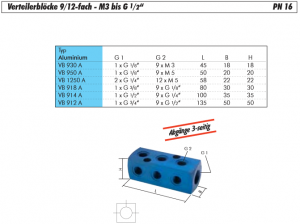 PN 16 Verteilerleiste 8-fach M5 bis G 1/2" Leiste Verteilerblock Verteiler 