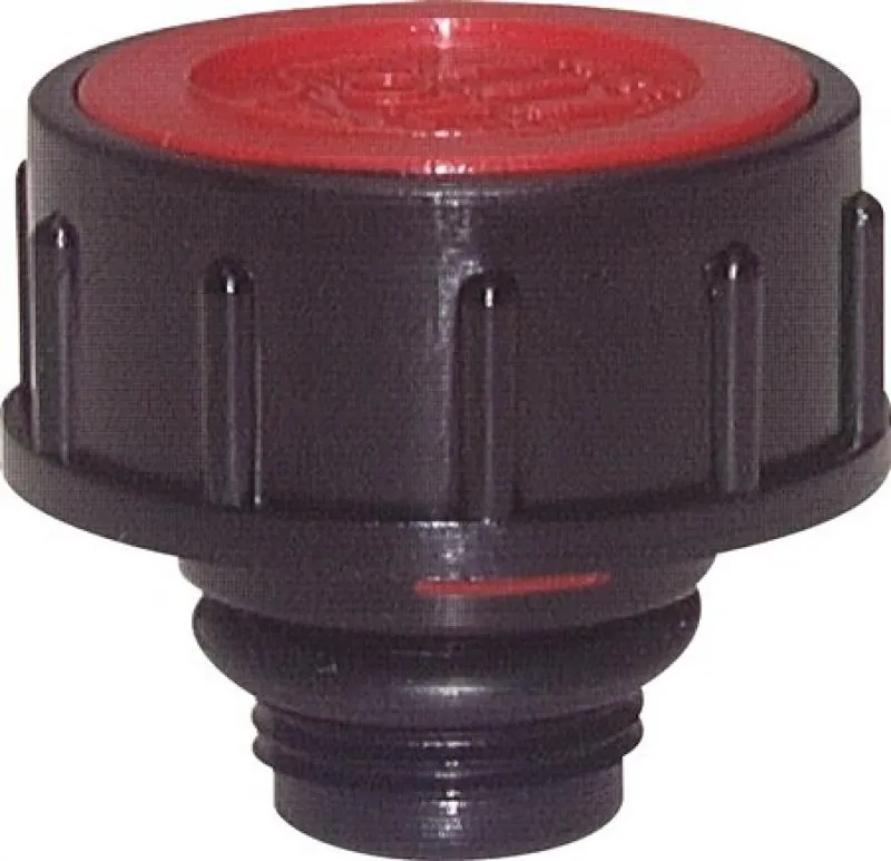 Detailaufnahme einer Belüftungsschraube aus Kunststoff mit integriertem Schaumstofffilter