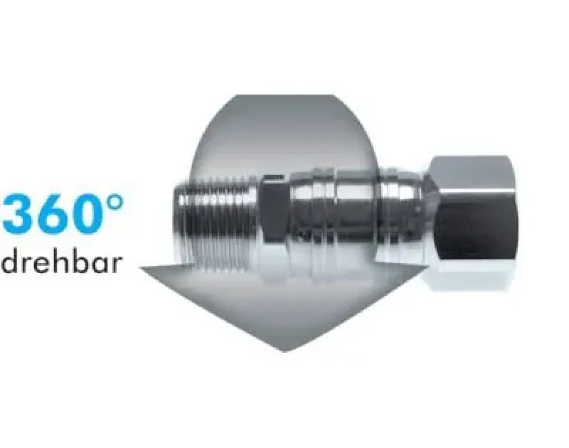 Detailaufnahme des 360° Schwenkmechanismus am Drehgelenk