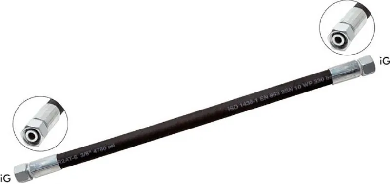 Konfektionierter Hochdruckschlauch mit 2 Stahlgeflechten beidseitig Innengewinde