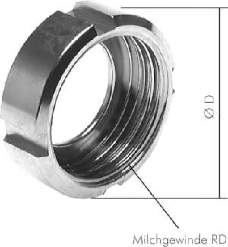 Nutmutter Edelstahl 1.4404 DIN 11851 Milchgewinde für Kegelstutzen