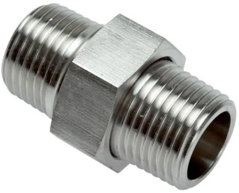 Doppelnippel Edelstahl 1.4571 trennbar mit AG - konisch / flach dichtend PN 40, alle Größen von www.pneumatikshop-online.de