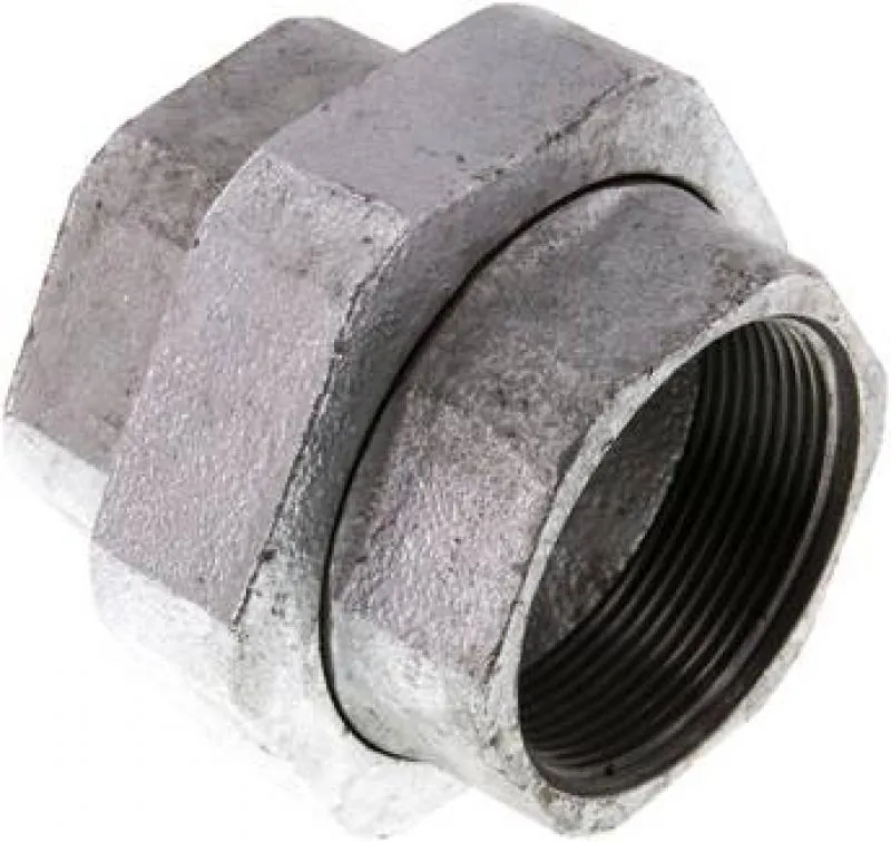 Verschraubung Temperguss verzinkt beidseitig Innengewinde flach dichtend