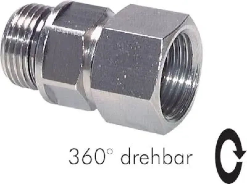 Gerade Drehdurchführung Messing vernickelt für langsame Rotation