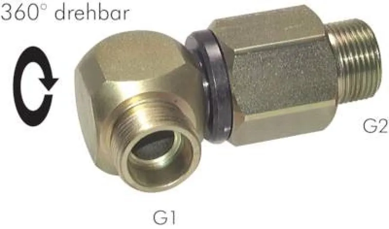 Kugelgeführte Winkeldrehverschraubung Stahl verzinkt 315 bar 360 Grad