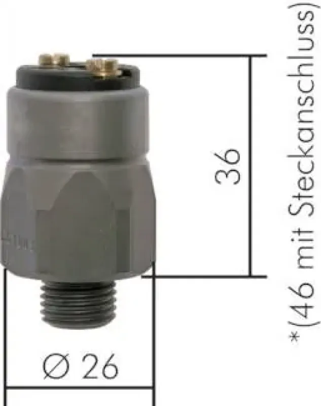 Robuster Druckschalter Typ Öffner aus verzinktem Stahl mit Gehäuse und Kabeldurchführung für Schraubklemmen