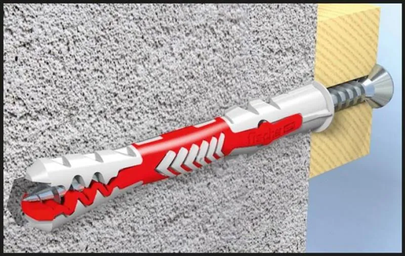 Technisches Schnittbild: Darstellung der Spreiz-Funktion des DUOPOWER in einer Betonwand