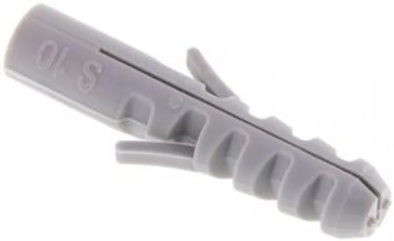 Klassischer grauer Spreizdübel aus Nylon in der Profilansicht (Alternative zum S-Dübel)