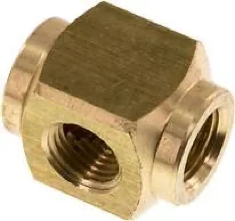 Verteilerblock Messing 3-fach, G-Gewinde, PN 16, für Druckluft & Maschinenbau