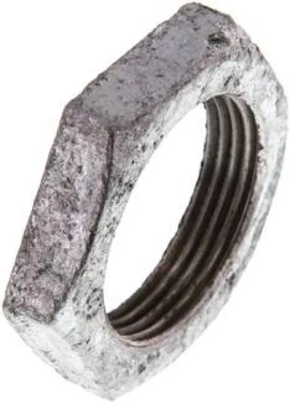 Sechskant-Gegenmutter Temperguss verzinkt Whitworth-Rohrgewinde