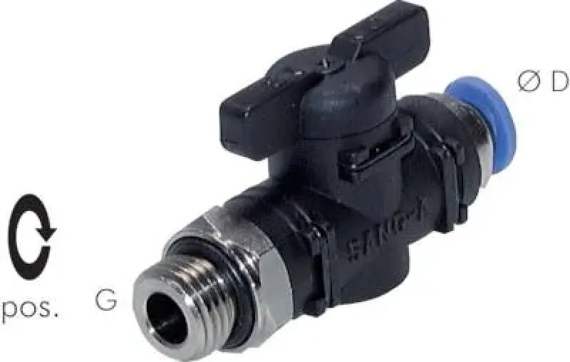 IQS Absperrhahn Standard mit zylindrischem Außengewinde und Steckanschluss