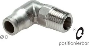 L-Steckverschraubungen, NPT Gewinde (positionierbar), Edelstahl, Winkel-Steckanschluss, IQS, alle Größen Steckverbindung, Steckverbinder, Verbinder, Leitungsverbinder