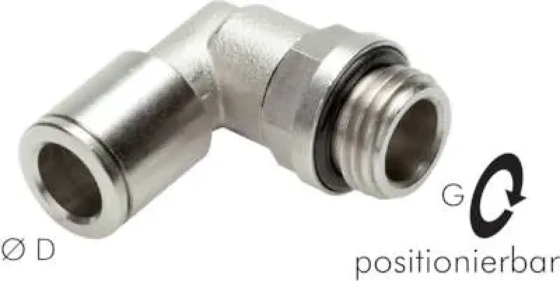 IQS Winkel-Steckverschraubung 90 Grad drehbar Messing vernickelt