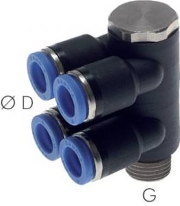 Mehrfachverteiler (4-​fach), zylindrisches Gewinde, Standard, alle Größen von www.pneumatikshop-online.de